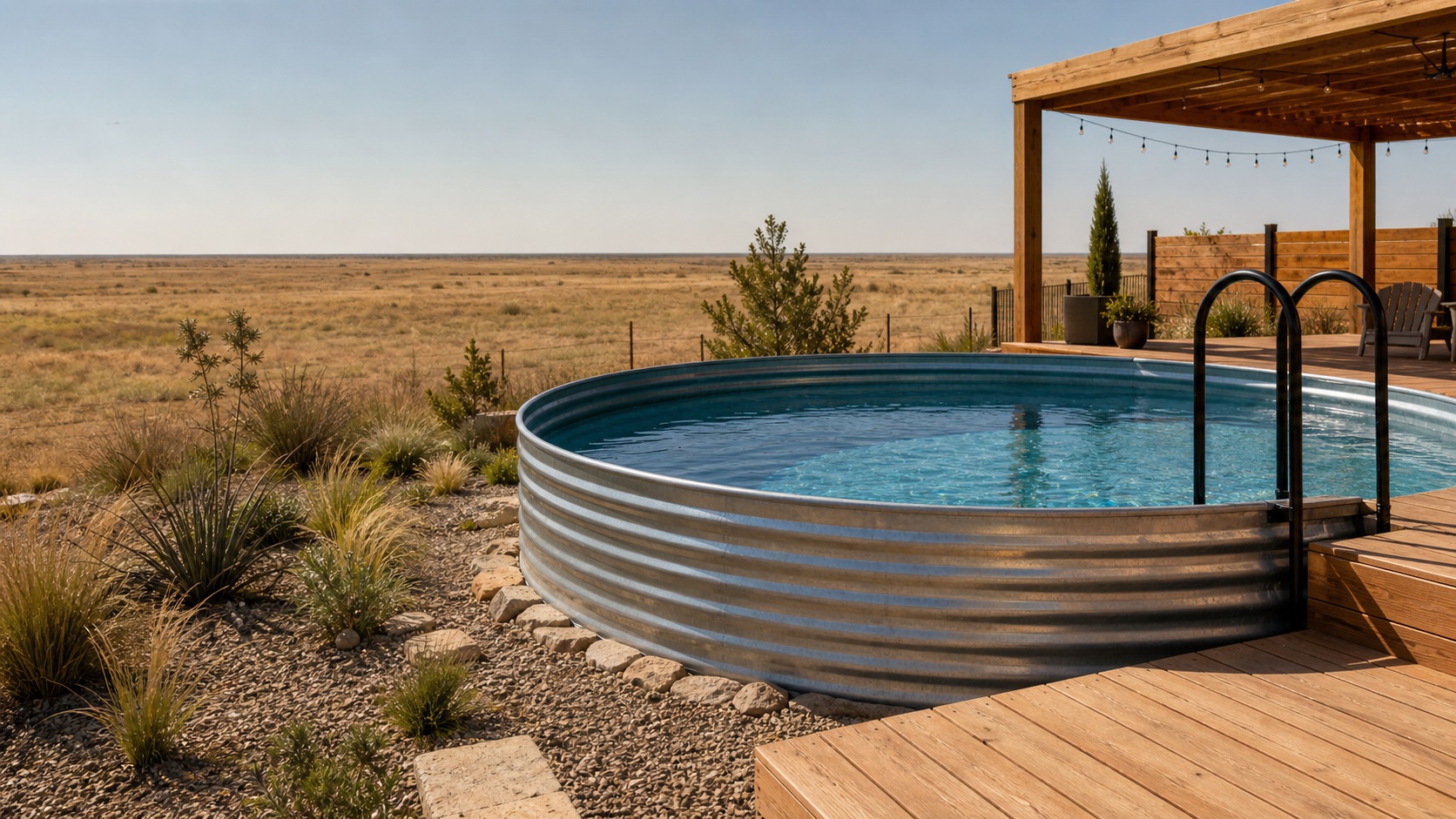 Prairie Pool overlooking the West Texas landscape